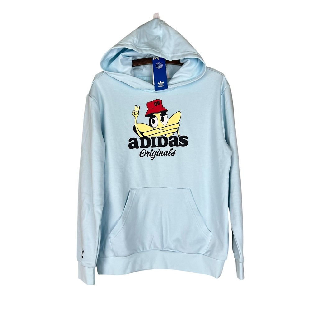 Adidas‎ Originals Graphic Hoodie Light Blue Mens Medium Pullover Sweatshirt NWT
